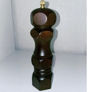 Vintage Wooden Pepper Grinder - gold accents 8”H x 2”D